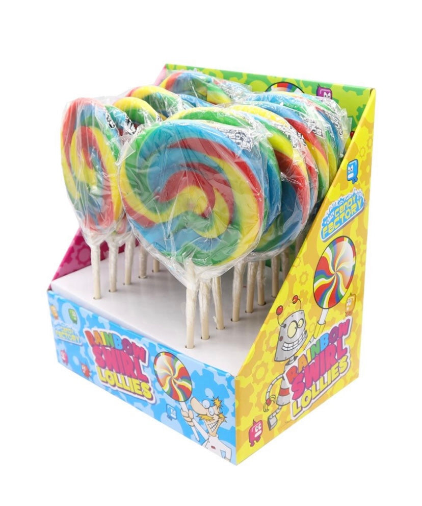 Crazy Candy Factory Rainbow Swirl Round Lollipops 80g